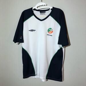 Umbro vintage Ireland away jersey 2002 white blue soccer men L short sleeve
